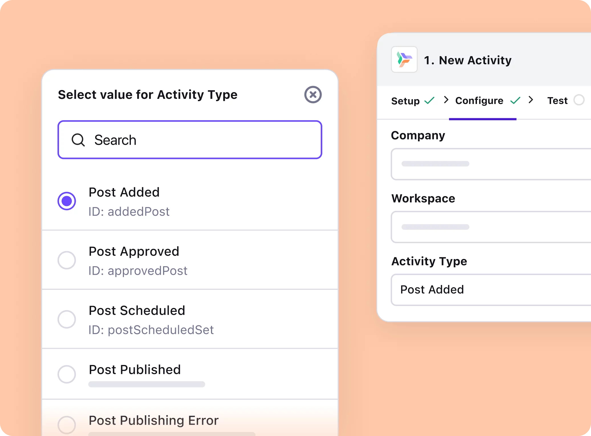 Zapier integration interface