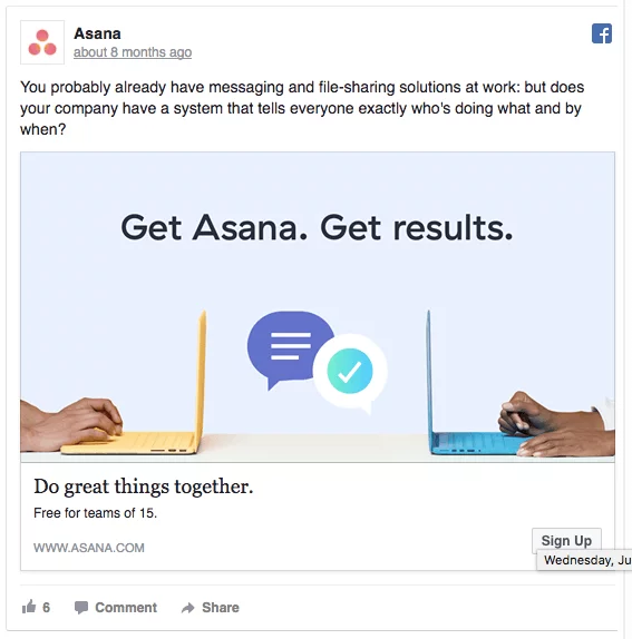 social media post asana example