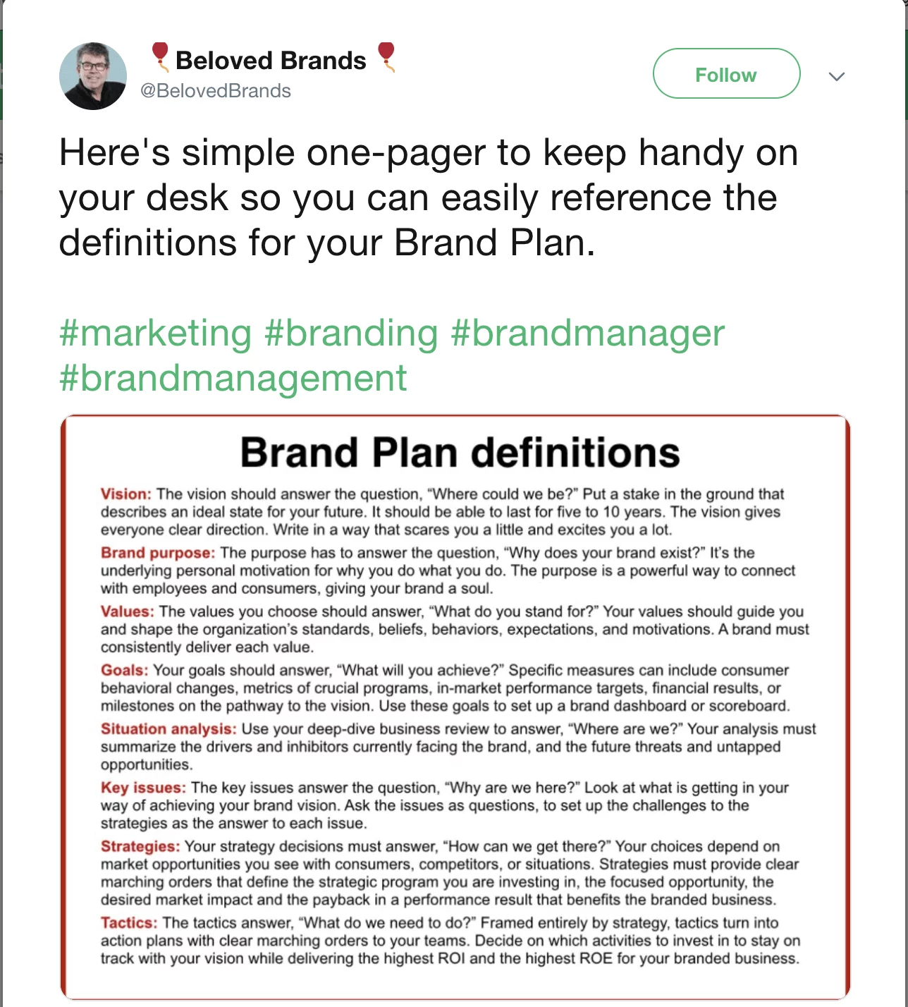 brand management definition beloved brands tweet