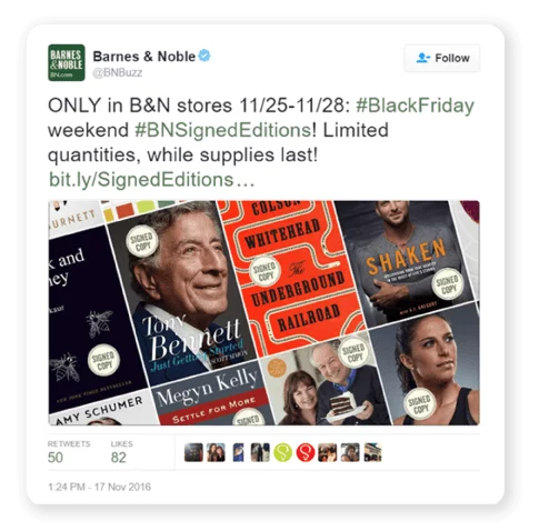 Barnes and Noble Black Friday social media post