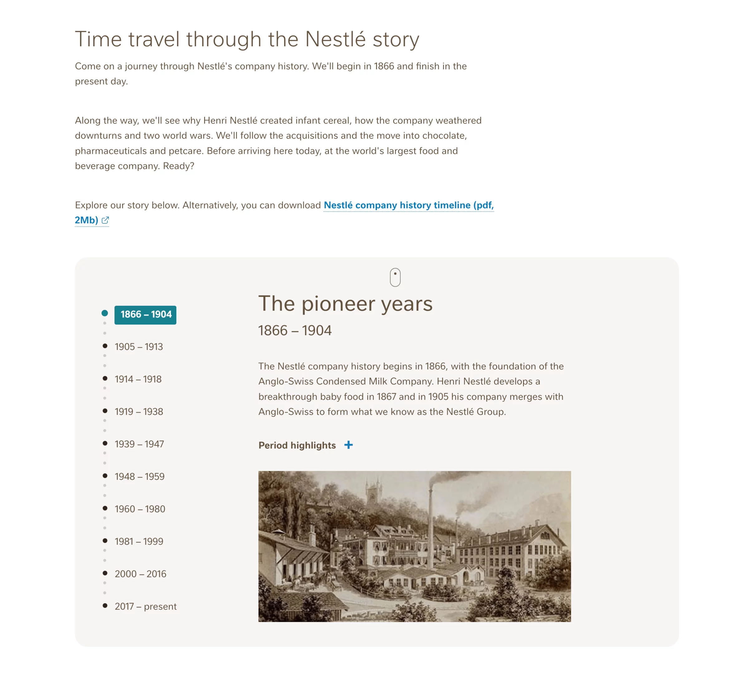 nestle company history marketing collateral example