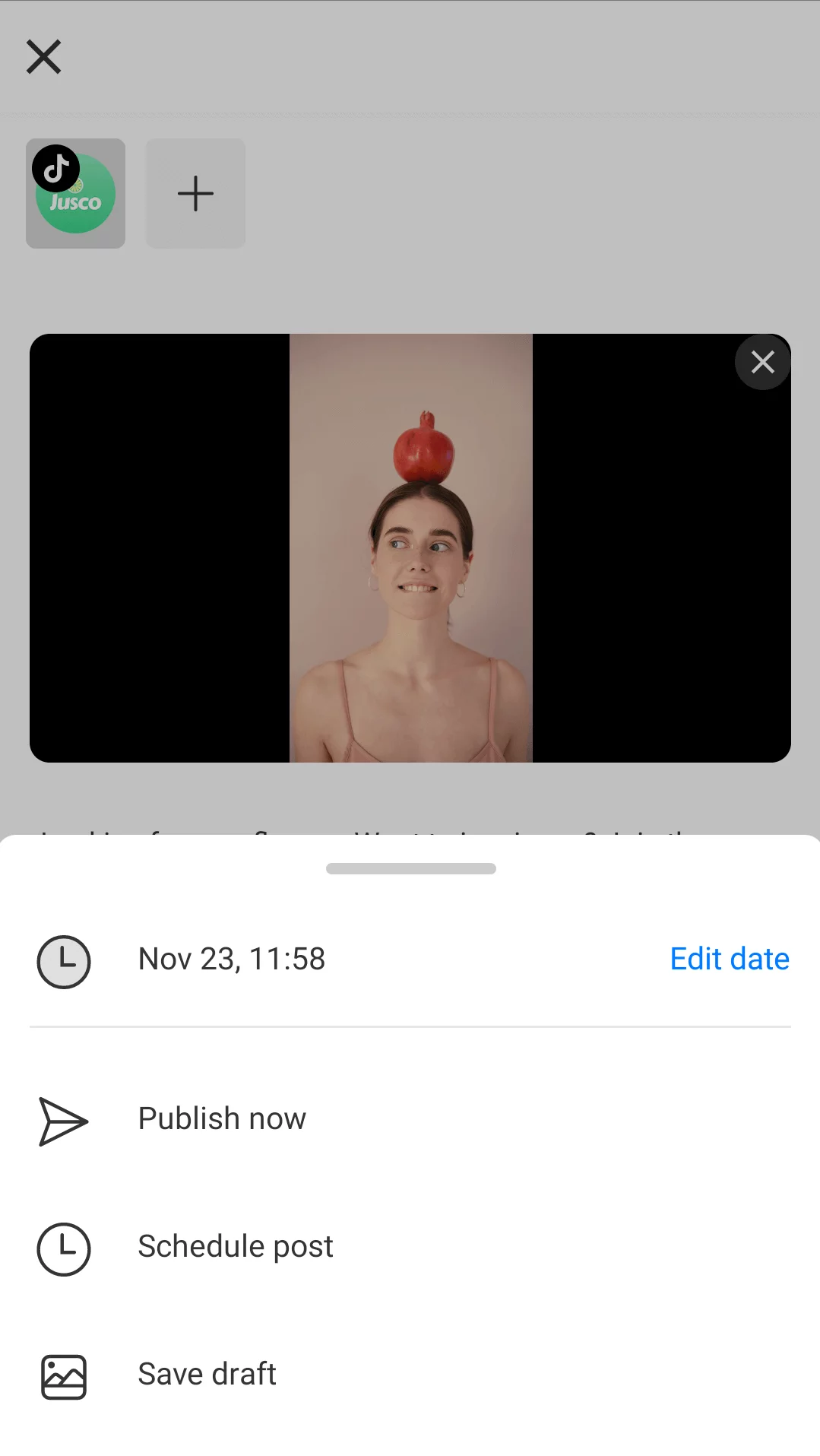 how to select time and date for a scheduled tiktok post in the planable mobile app