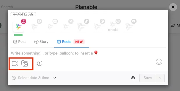 Upload videos to schedule Instagram Reels in Planable App