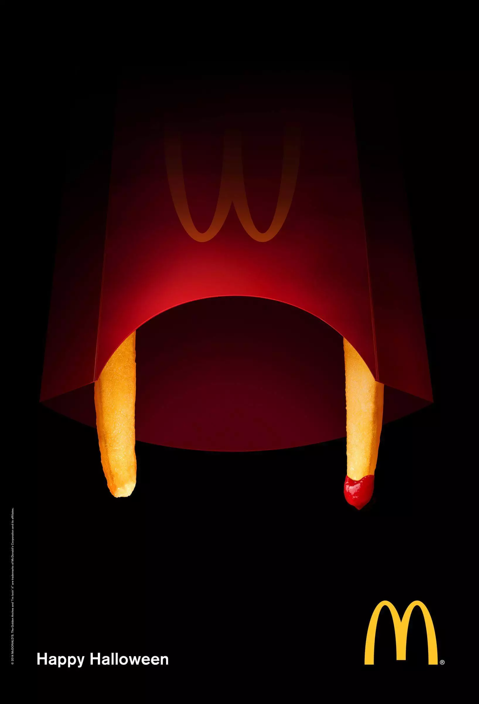 halloween mcdonalds ad showing french fries as vampire teeth