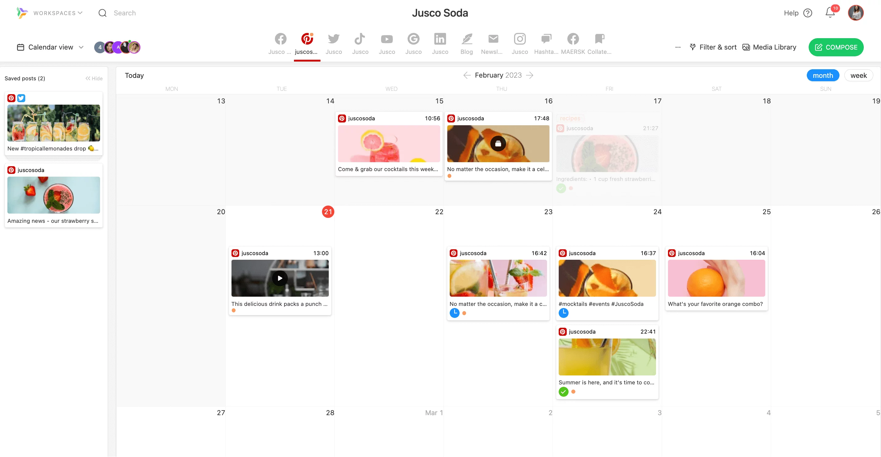 planning, organizing and scheduling social media posts in planable's content calendar