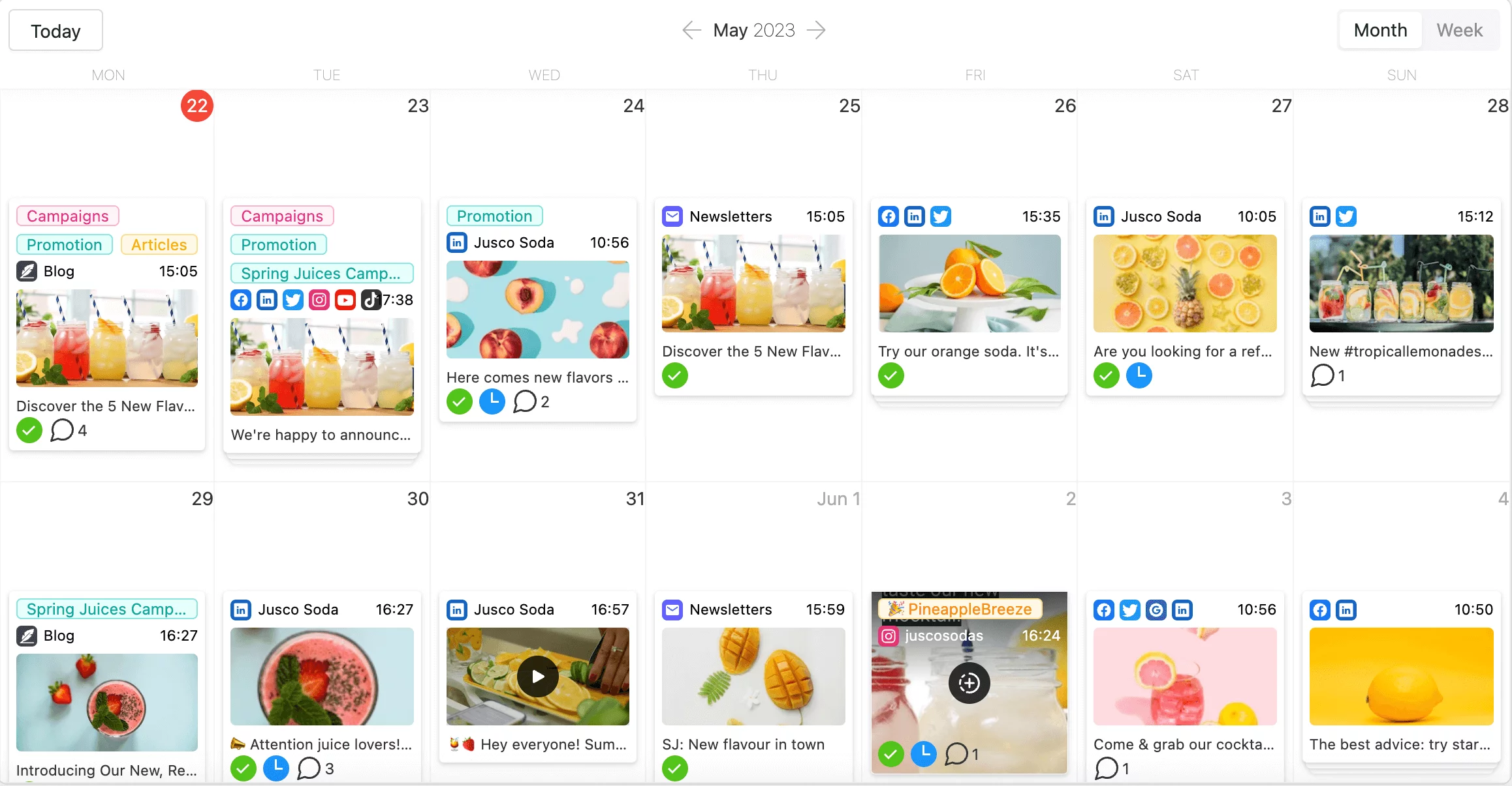 Calendar view in Planable, best Loomly alternative for collaboration and approval