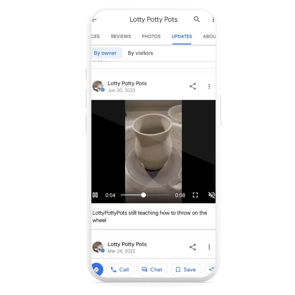 "How to" video post on Google My Business from a pottery studio in London