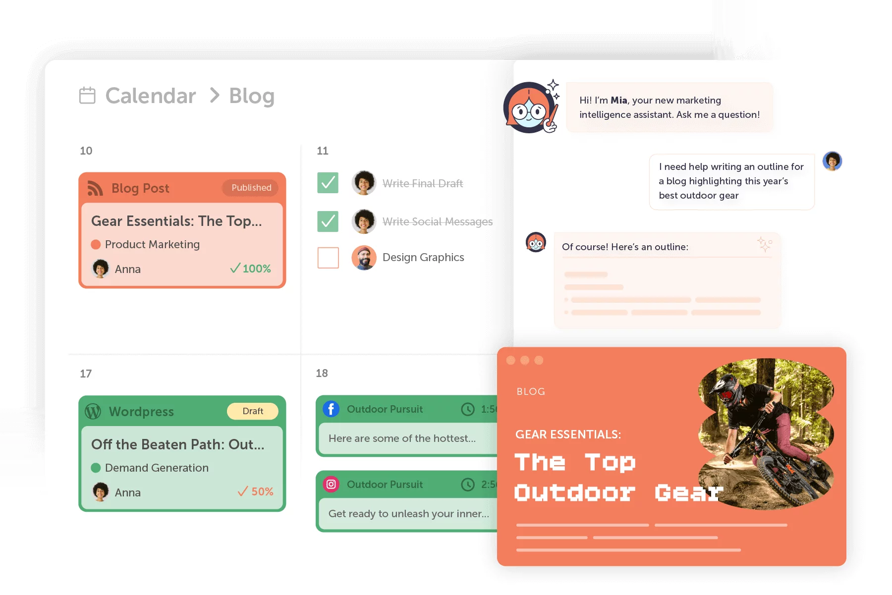 CoSchedule's calendar for blog and social media posts