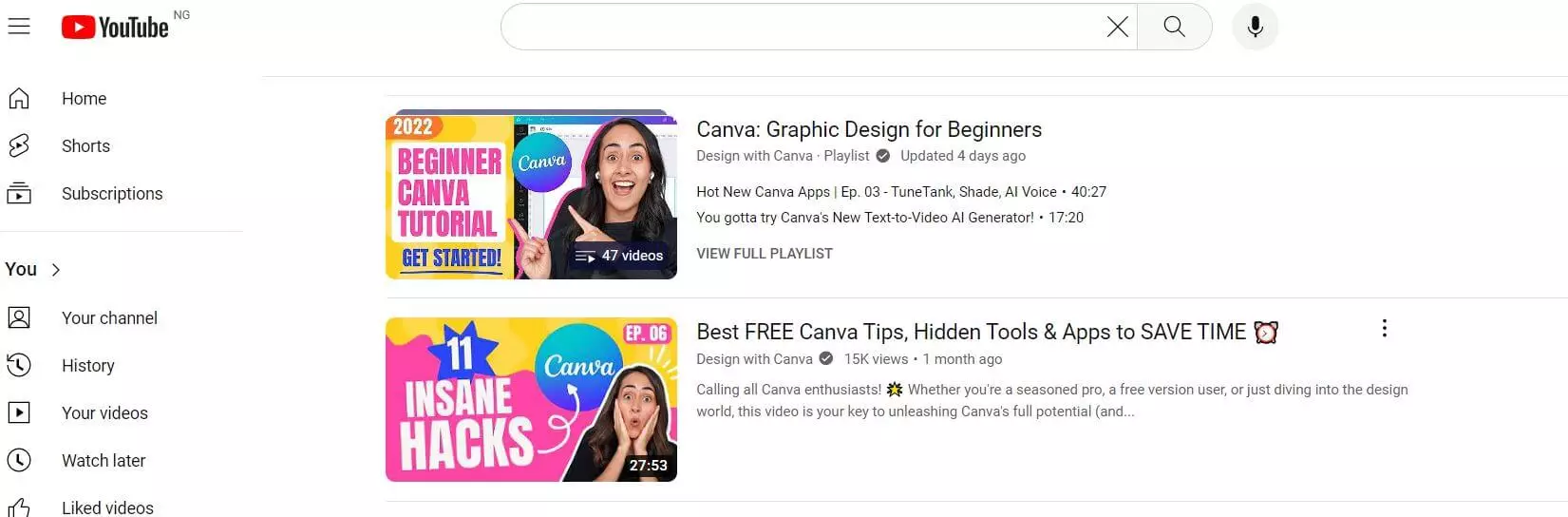 Canva design video tips on youtube