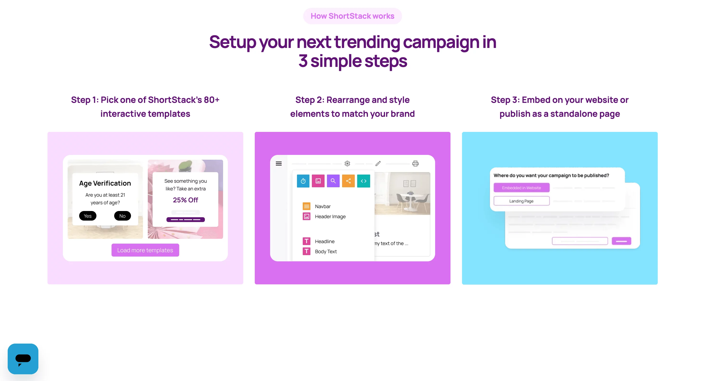 ShortStack homepage for creating engaging contests and landing pages for marketing campaigns