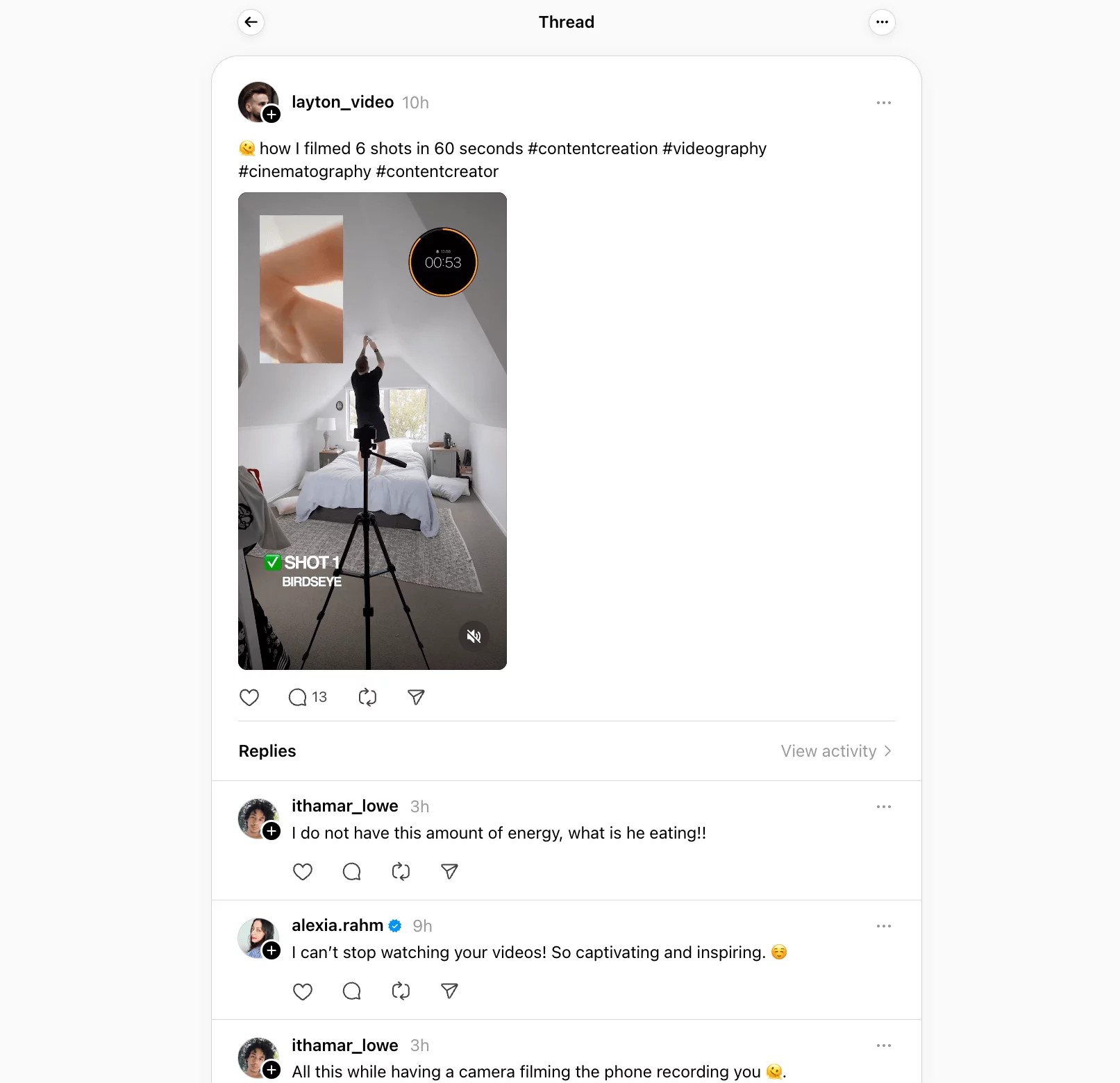 The use of hashtags within the Threads platform, possibly showcasing how users can tag their posts with specific topics or phrases to enhance discoverability and engagement