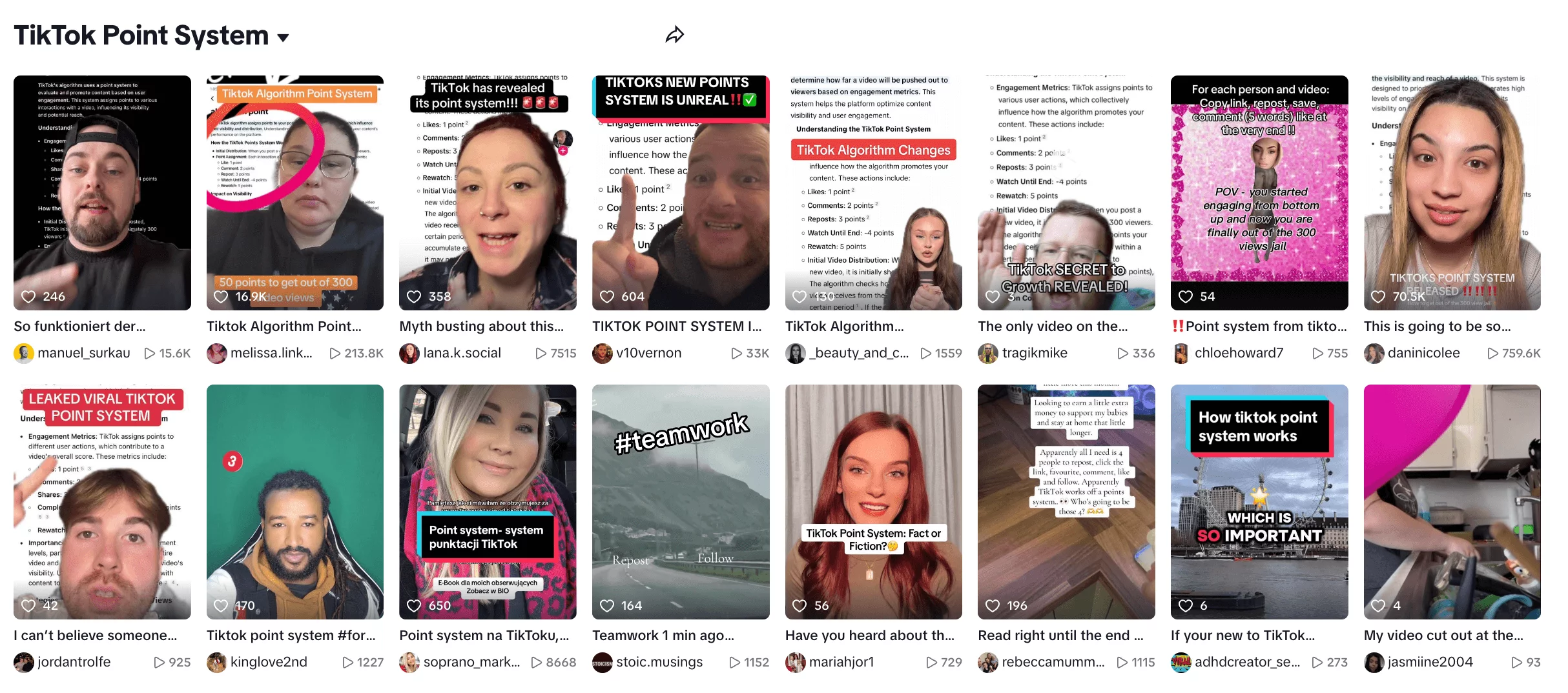 TikTok interface displaying examples for a social media community management strategy.