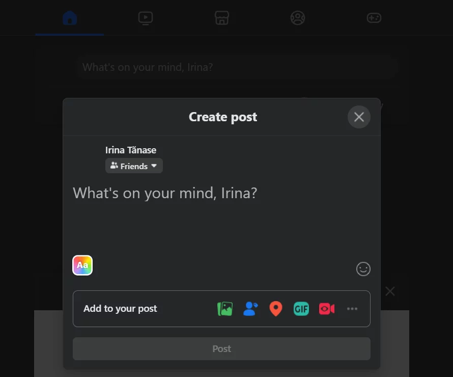 Facebook user making a post shareable on a his account