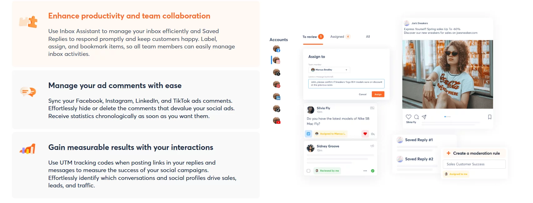 ​Agorapulse dashboard displaying social media management tools.​