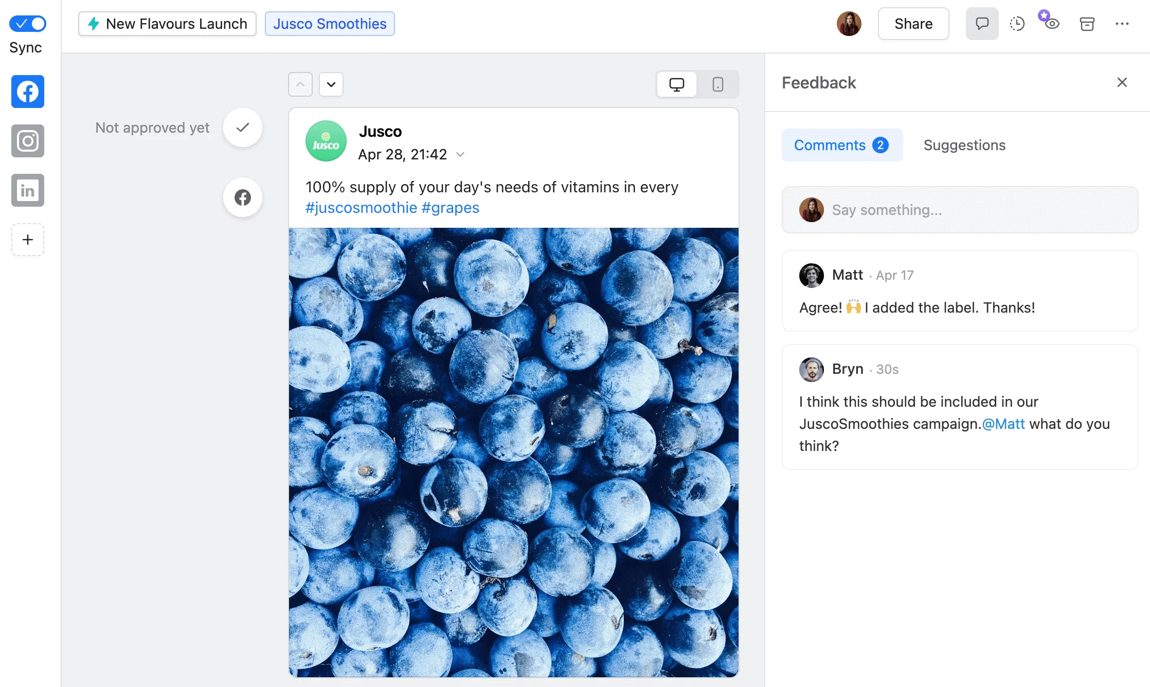 Planable interface showing auto-adjusted images in grouped social media posts