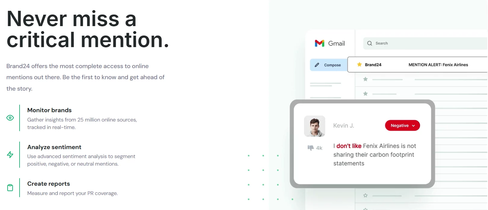 ​Brand24 dashboard showcasing social media monitoring features.​