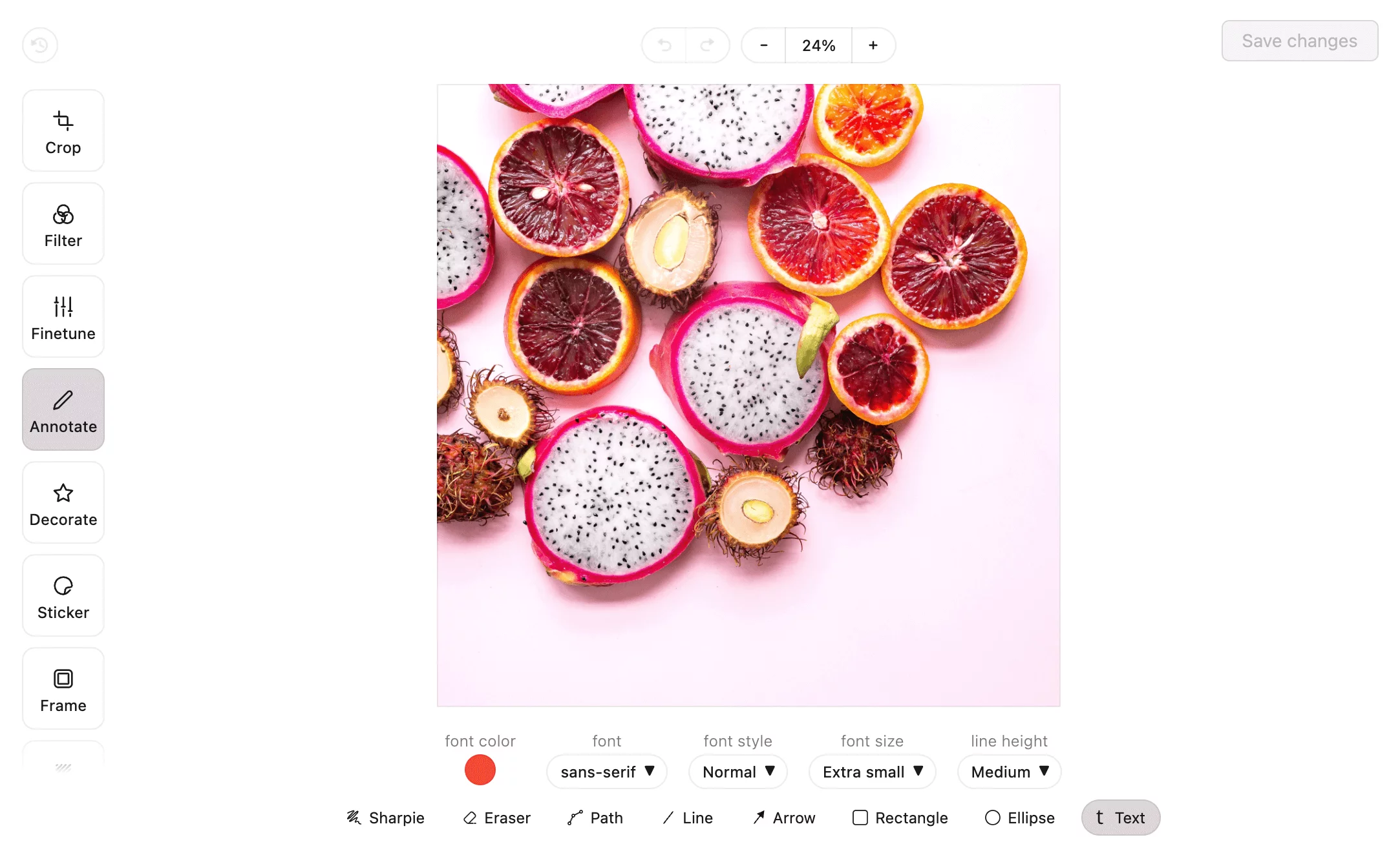 Planable's embedded image editor with cropping, filters, and adjustment tools visible​