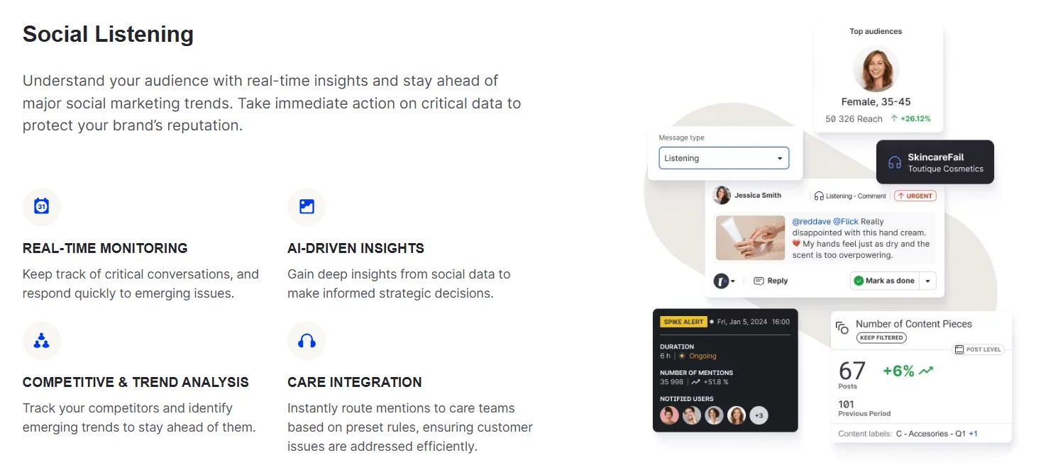 ​Emplifi dashboard displaying social media analytics and reporting tools.​