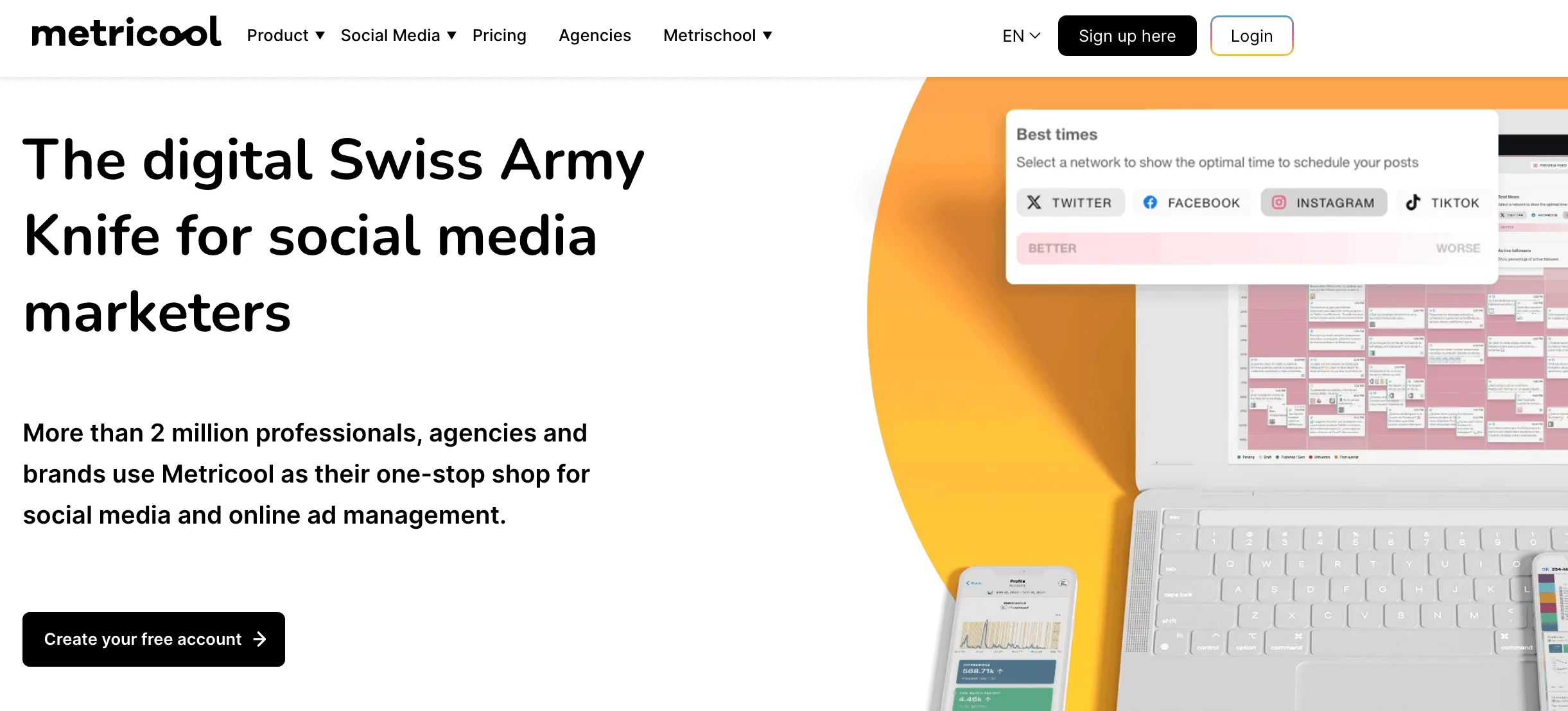 Metricool homepage