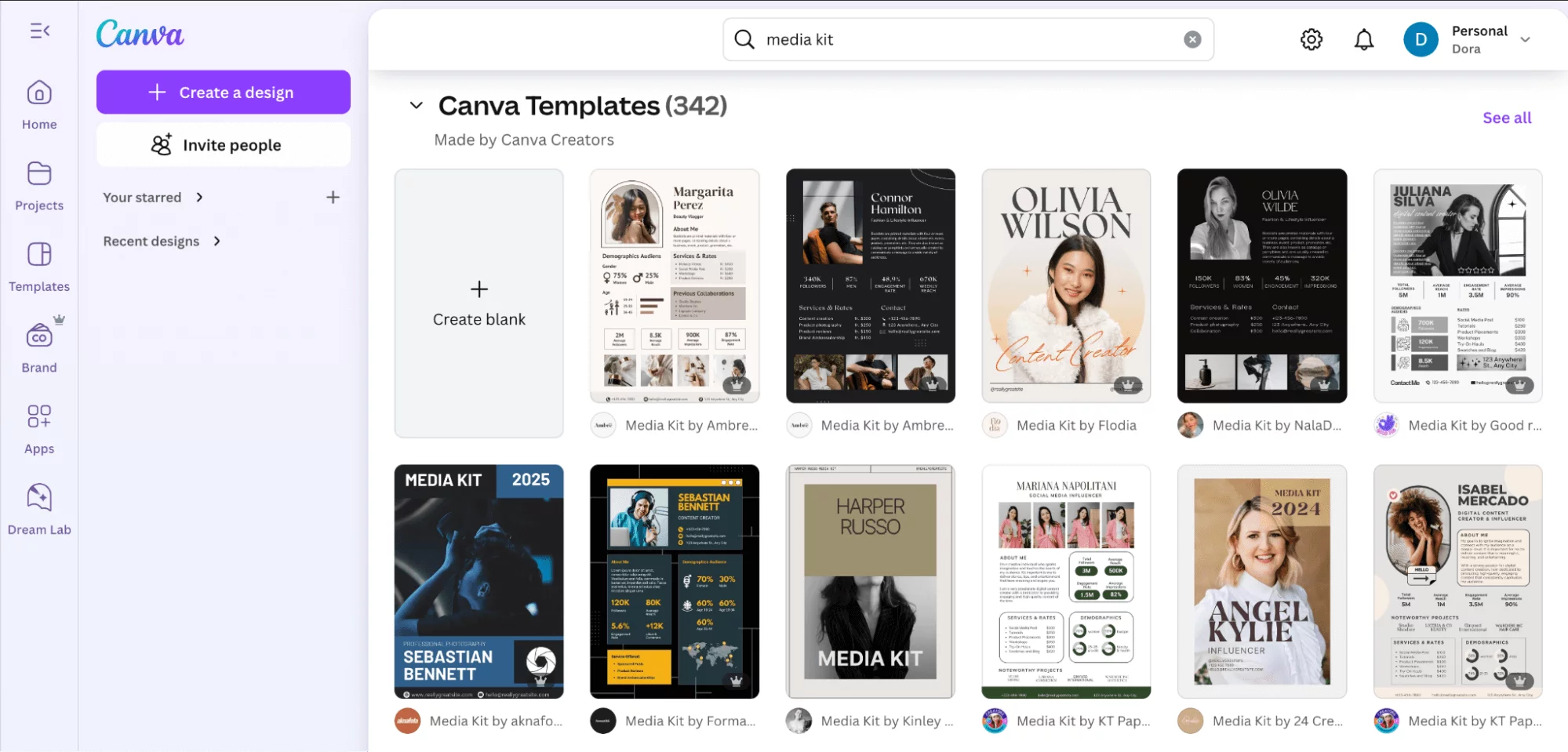Professional social media kit template in Canva