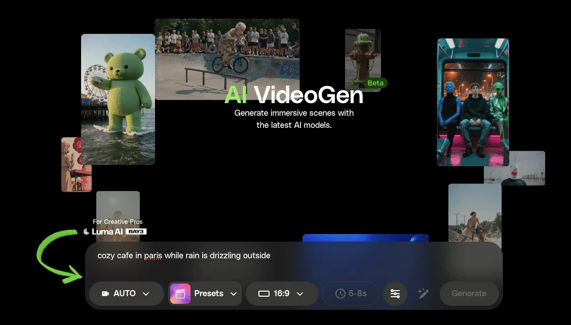 AI videogen by envato interface