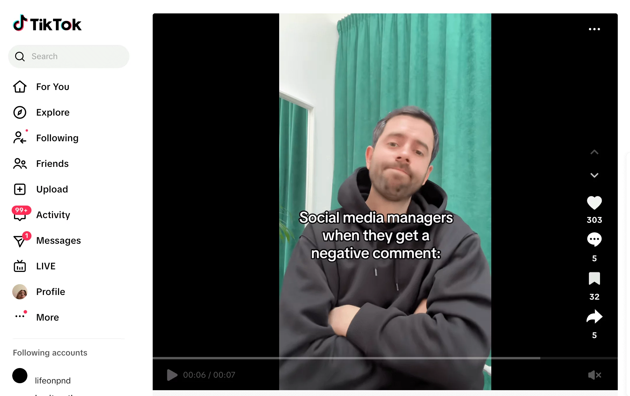 George shrugging with text about social media managers handling negative comments.